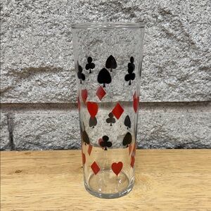 Vintage 1960's Dominion Schwartz Tall Poker Card 6.5" Mustard Glass